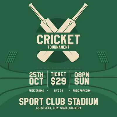 Custom Outdoor Yard Signs Multiple Sizes Cricket Tournament Ticket