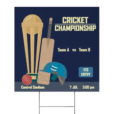 Custom Outdoor Yard Signs Multiple Sizes Cricket Central Stadium