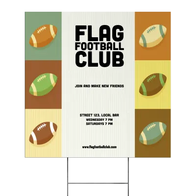 Custom Outdoor Yard Signs Multiple Sizes Flag Football Club