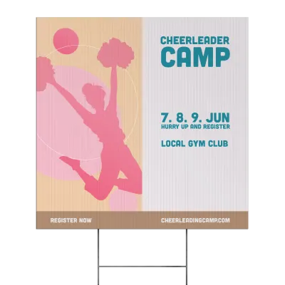 Custom Outdoor Yard Signs Multiple Sizes Cheerleader Camp