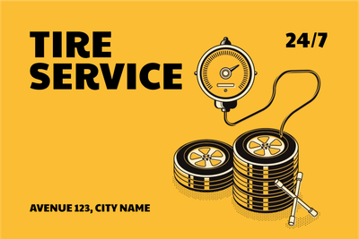 Custom Outdoor Yard Signs Multiple Sizes 24/7 Tire Service