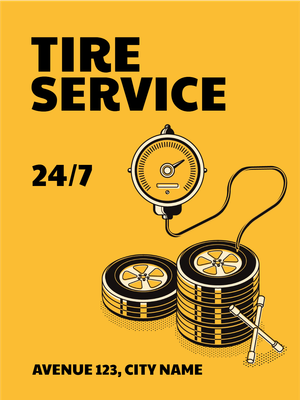 Custom Outdoor Yard Signs Multiple Sizes 24/7 Tire Service