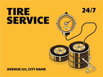 Custom Outdoor Yard Signs Multiple Sizes 24/7 Tire Service