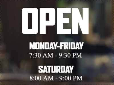 Custom Outdoor Yard Signs Multiple Sizes Open Monday to Friday
