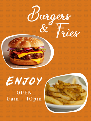 Custom Outdoor Yard Signs Multiple Sizes Burgers and Fries