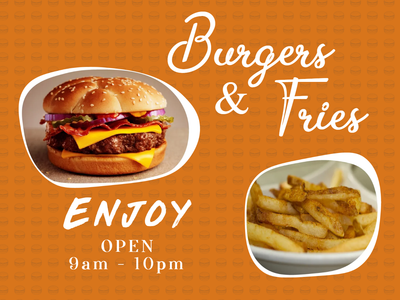 Custom Outdoor Yard Signs Multiple Sizes Burgers and Fries