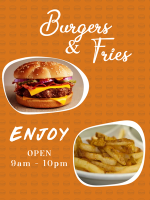 Custom Outdoor Yard Signs Multiple Sizes Burgers and Fries