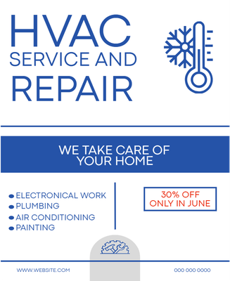 Custom Business Flyers Multiple Sizes HVAC Service