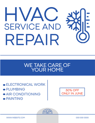 Custom Business Flyers Multiple Sizes HVAC Service