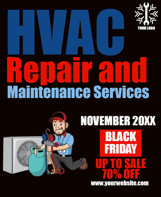 Custom Business Flyers Multiple Sizes HVAC Service Discount