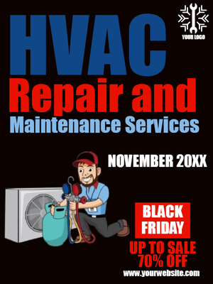 Custom Business Flyers Multiple Sizes HVAC Service Discount
