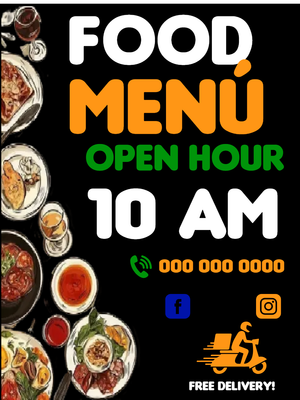Custom Business Flyers Multiple Sizes Food Menu