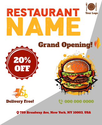 Custom Business Flyers Multiple Sizes Restaurant Menu
