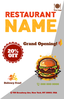 Custom Business Flyers Multiple Sizes Restaurant Menu