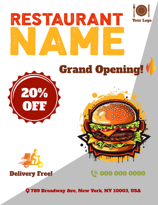 Custom Business Flyers Multiple Sizes Restaurant Menu