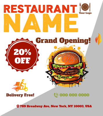 Custom Business Flyers Multiple Sizes Restaurant Menu