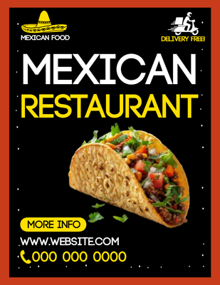Custom Business Flyers Multiple Sizes Mexican Restaurant