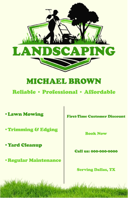 Custom Business Flyers Multiple Sizes Landscaping Green