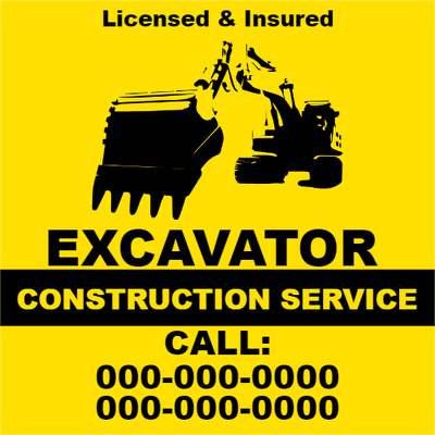 Custom Outdoor Yard Signs Multiple Sizes Excavator Service