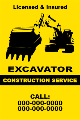 Custom Outdoor Yard Signs Multiple Sizes Excavator Service
