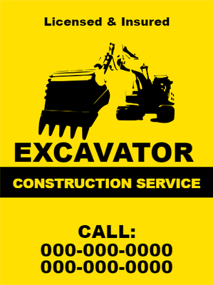 Custom Outdoor Yard Signs Multiple Sizes Excavator Service