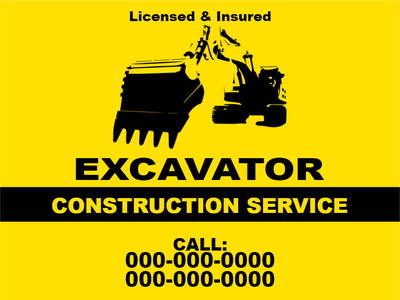 Custom Outdoor Yard Signs Multiple Sizes Excavator Service