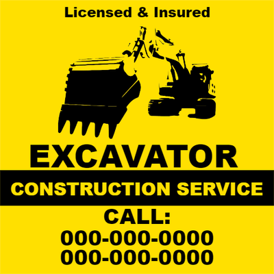 Custom Outdoor Yard Signs Multiple Sizes Excavator Service