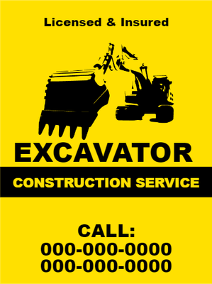 Custom Outdoor Yard Signs Multiple Sizes Excavator Service