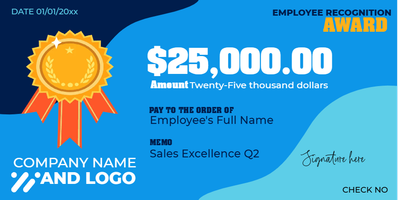 Custom Giant Check Multiple Sizes Employee Recognition