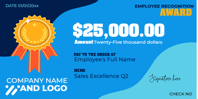 Custom Giant Check Multiple Sizes Employee Recognition