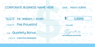 Custom Giant Check Multiple Sizes Quarterly Bonus