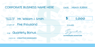 Custom Giant Check Multiple Sizes Quarterly Bonus