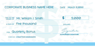 Custom Giant Check Multiple Sizes Quarterly Bonus