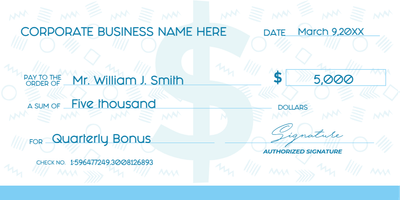 Custom Giant Check Multiple Sizes Quarterly Bonus