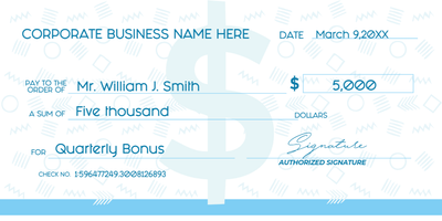 Custom Giant Check Multiple Sizes Quarterly Bonus
