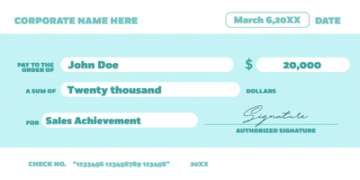 Custom Giant Check Multiple Sizes Sales Achievement