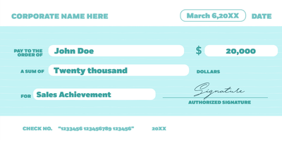 Custom Giant Check Multiple Sizes Sales Achievement