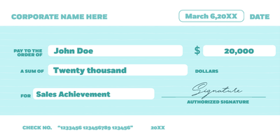 Custom Giant Check Multiple Sizes Sales Achievement
