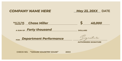 Custom Giant Check Multiple Sizes Department Performance