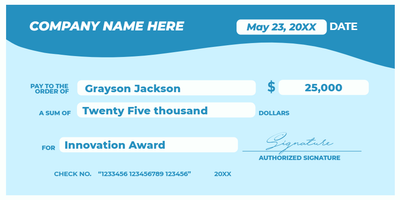 Custom Giant Check Multiple Sizes Innovation Award
