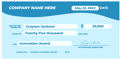 Custom Giant Check Multiple Sizes Innovation Award