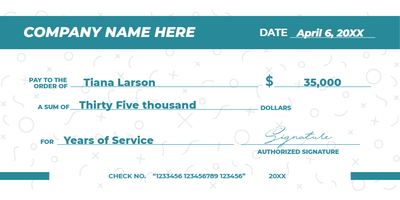 Custom Giant Check Multiple Sizes Years of Service