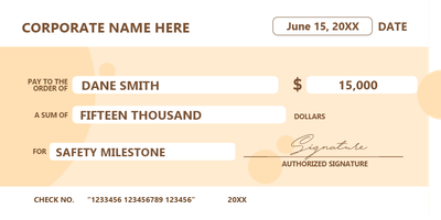 Custom Giant Check Multiple Sizes Safety Milestone