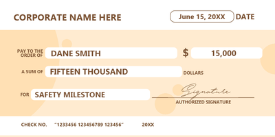 Custom Giant Check Multiple Sizes Safety Milestone