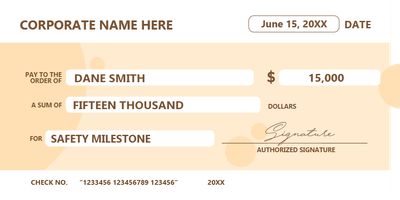 Custom Giant Check Multiple Sizes Safety Milestone