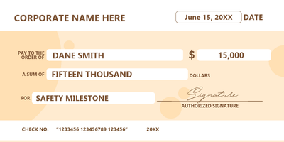 Custom Giant Check Multiple Sizes Safety Milestone
