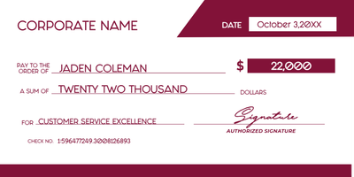 Custom Giant Check Multiple Sizes Customer Service