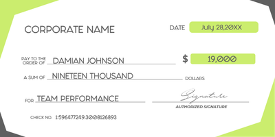 Custom Giant Check Multiple Sizes Team Performance