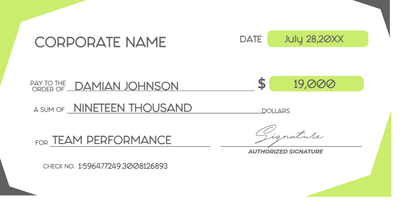 Custom Giant Check Multiple Sizes Team Performance