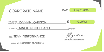 Custom Giant Check Multiple Sizes Team Performance